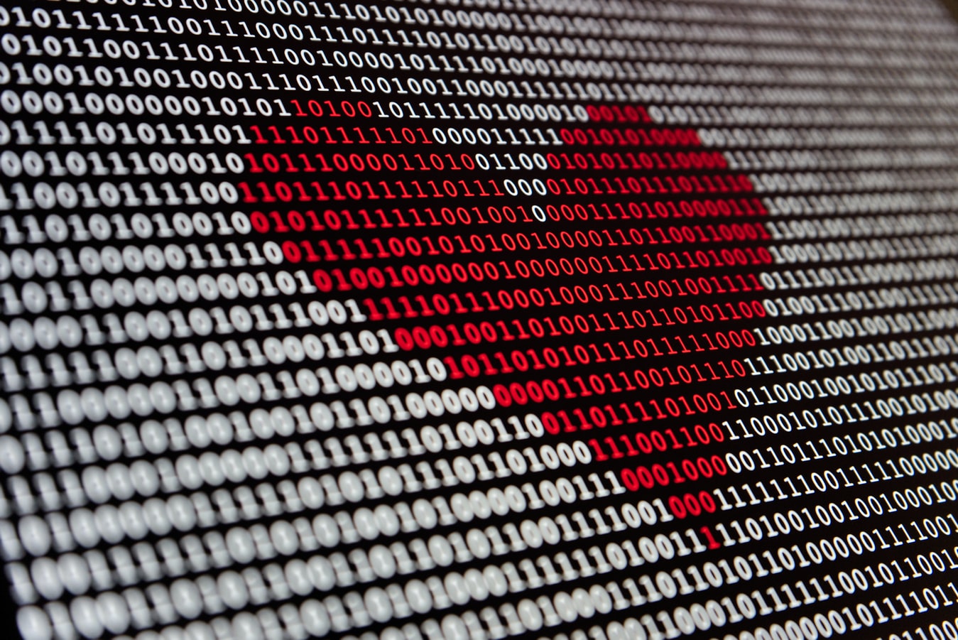 Corazón con números binarios